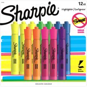 Sharpie Tank Style Highlighters, Chisel Tip, Assorted Fluorescent, 12 Count